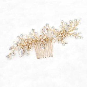 Dazzling Jeweled Hair Comb, Gold